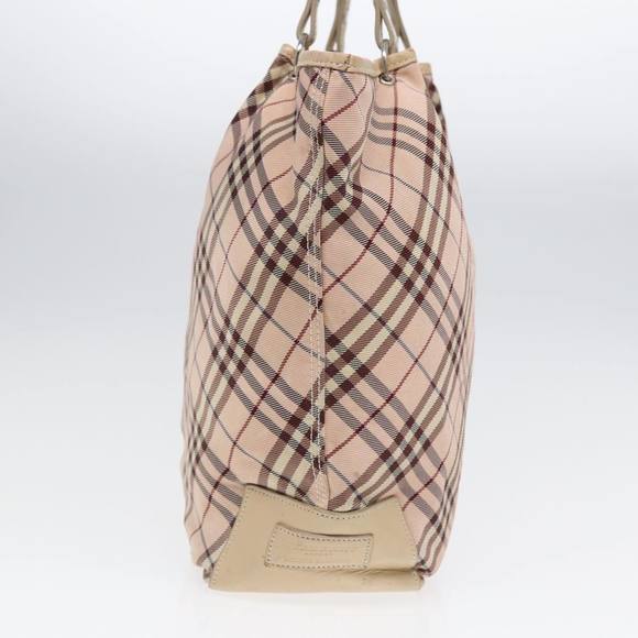 BURBERRY Nova Check Blue Label Tote Bag Nylon Beige Pink Silver Auth ti2039 - Picture 4 of 16
